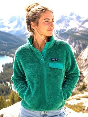 Patagonia Re-Tool Snap-T Green Fleece Pullover Small Cozy Outdoor
